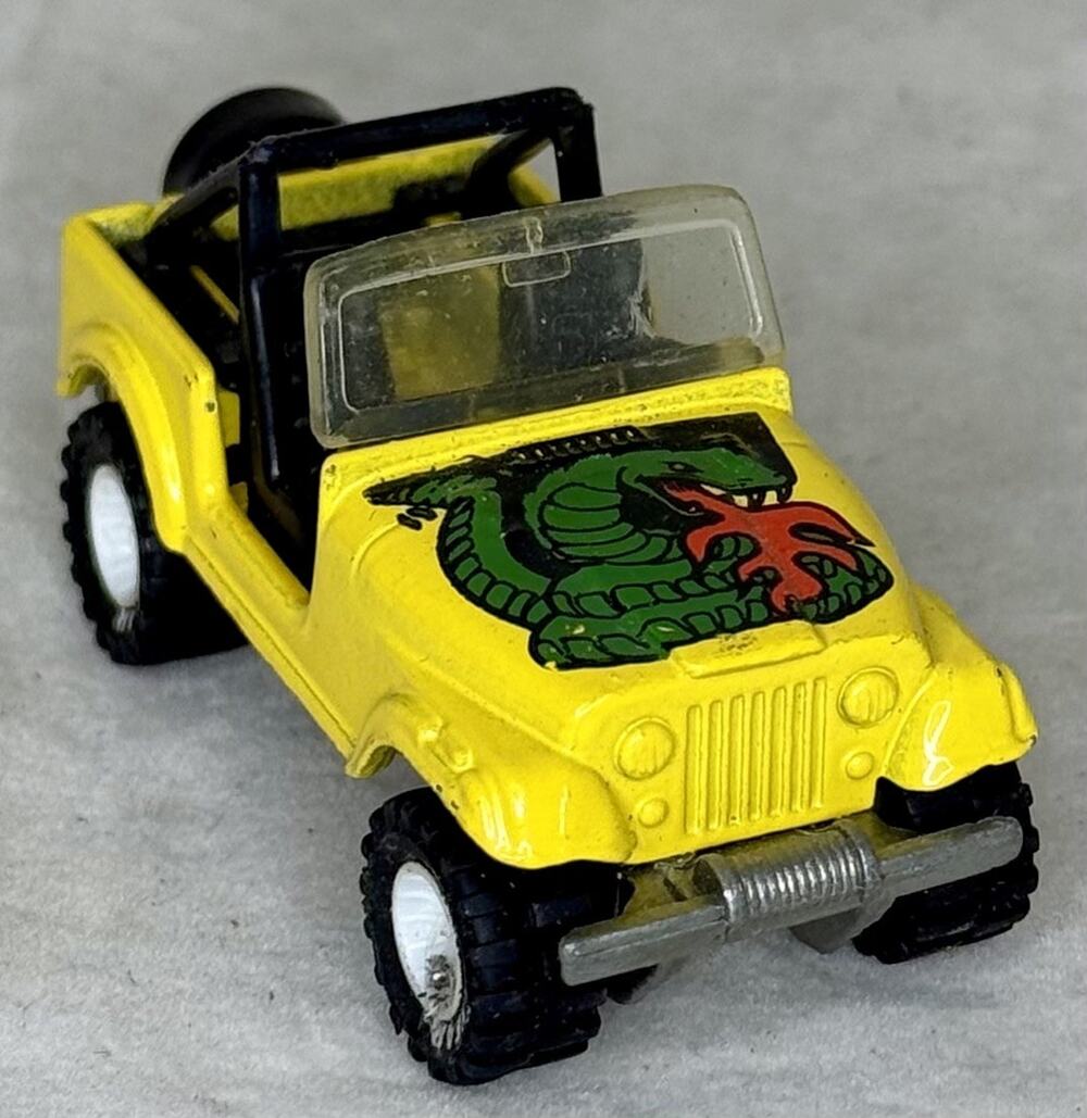 Vintage 1981 Hot Wheels Real Riders Jeep CJ-7 Yellow with Snake Hood Goodyears